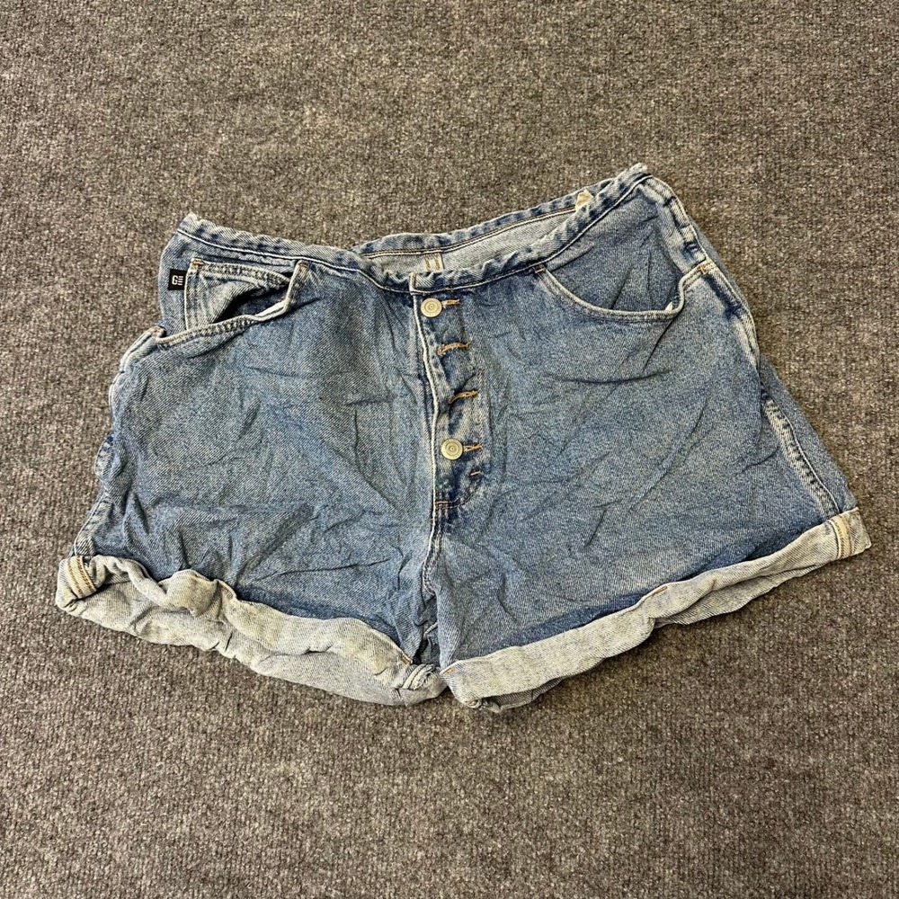 Guess Denim Shorts Womens Size 30 Blue High Rise Button Fly Cuffed Hem Casual